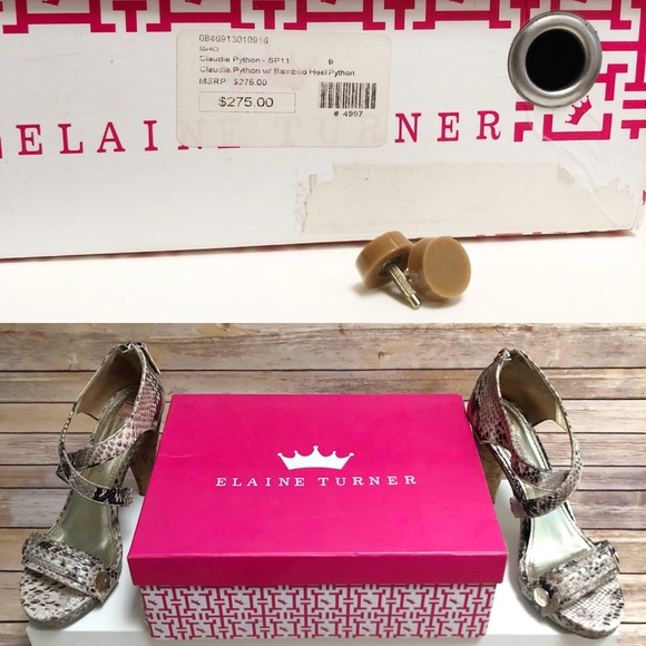 Elaine Turner “Claudia” Python snake print heels - Picture 6 of 8